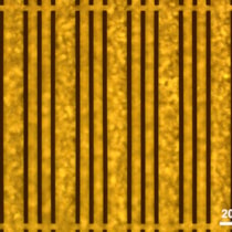 Optical microscope image of an X-ray mask with 20 &mu;m wide asymmetric slits in 200 &mu;m thick gold.